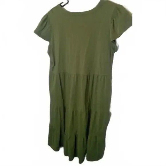 Time and Tru‎ Women's Tiered Dress - Size S - Olive Green - Picture 3 of 3